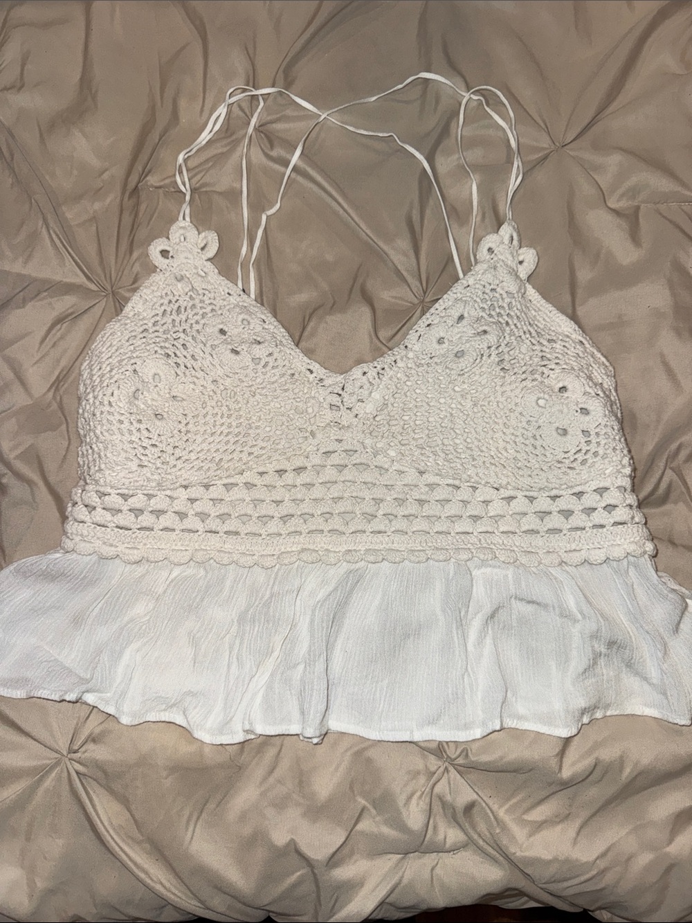 Aeropostale White Crochet Bustier Tank